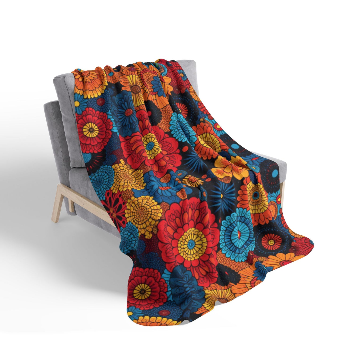 Floral Burst, Fleece Sherpa Blanket