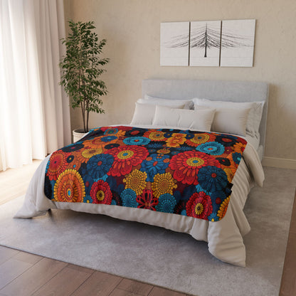 Floral Burst, Fleece Sherpa Blanket