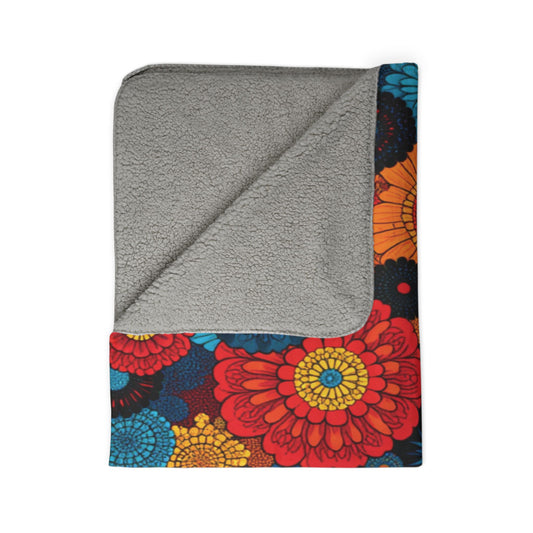 Floral Burst, Fleece Sherpa Blanket